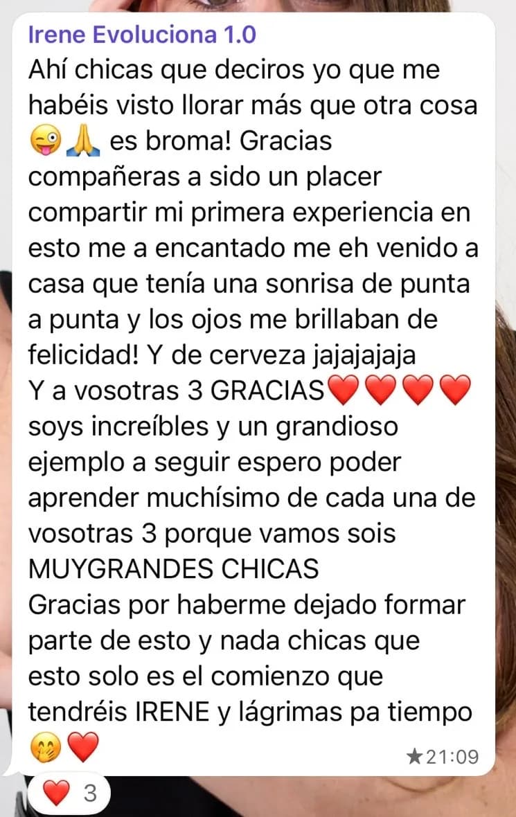Reseña por WhatsApp de una asistente de Evoluciona sobre la formación para salones de belleza (2)