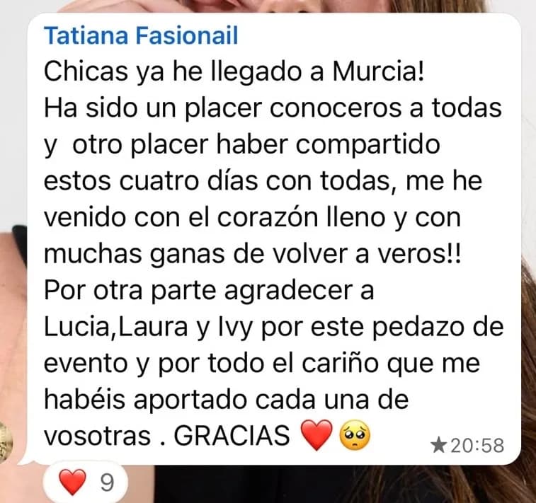 Reseña por WhatsApp de una asistente de Evoluciona sobre la formación para salones de belleza (5)